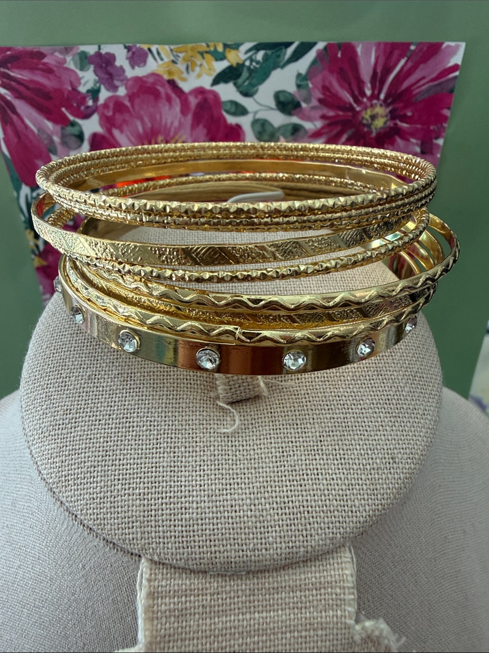 Gold Crystal Accent Bangle Bracelet Set - Women Jewelry